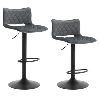 Imagen de WOLTU Juego de 2X Taburetes Bar, Altos Cocina, Cocina con Asiento Ajustable en Altura, Respaldo y Reposapiés, Tapizado Terciopelo, Gris Oscuro, BH392dgr 2