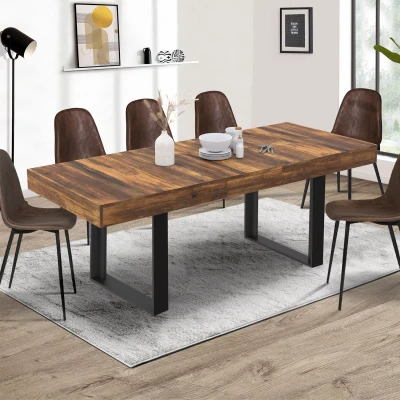 Imagen de IDMarket Mesa de comedor extensible rectangular Phoenix Bandeja Hawkins 6 10 personas madera oscura 160 200 cm