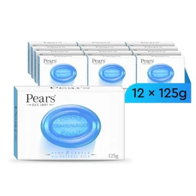 Imagen de Pears Pure &amp; Gentle Pastilla de Jabón Transparente con Extractos Menta, 125g (12 Pack)