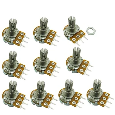 Imagen de Aihasd 10pcs B100K 100K Ohm Ajustamiento Soltero Lineal Giratorio Afilar potenciómetro Shaft 15 mm