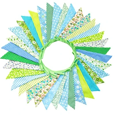 Imagen de 36pcs Guirnalda Banderas Tela de bandera Guirnaldas Coloridas Fiesta triangular para Boda Cumpleaños Jardín