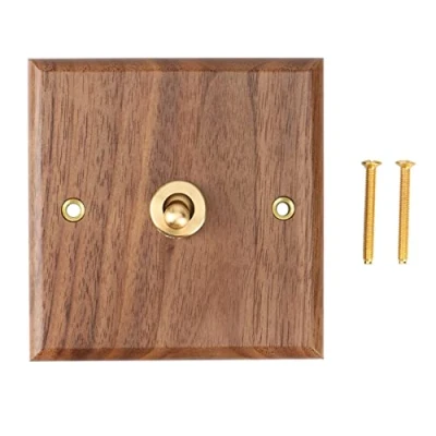 Imagen de Smallterm Enchufe de interruptor luz estilo industrial retro americano, placa palanca latón madera maciza, antiguo para el hogar (1)