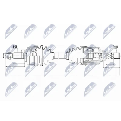 Imagen de NTY NPW RE 049 Árbol de transmisión Eje delantero, derecha Caja cambios manual, 5 marchas, manual