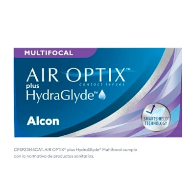Imagen de Air Optix plus HydraGlyde Multifocal Lentes de contacto progresivas reemplazo mensual, Pack 6, R 8.6 mm, D 14.2 adición med 3.25 Diopt