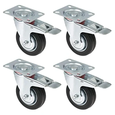 Imagen de HMF 6790 Ruedas de alta resistencia con freno goma maciza, 4 unidades, 100 mm, hasta 280 kg, color negro