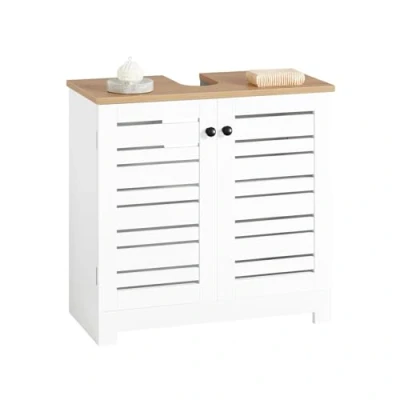 Imagen de SoBuy BZR40 W Mueble de baño para Debajo del Lavabo, Color Blanco y Natural, 60 x 59 30 cm ES