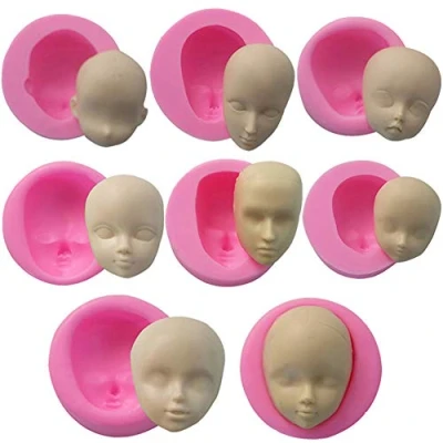 Imagen de WonDerfulC 8 moldes de silicona para cabeza humana fondant, muñeca, hacer pasteles, arcilla, resina, velas y jabón