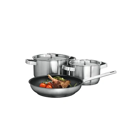 Imagen de AEG A3SS Set menaje 2 ollas (16cm y 20cm) 1 sartén (24cm), Acero Inoxidable
