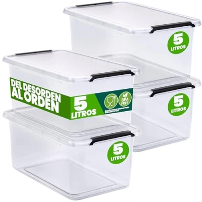 Imagen de Caja de almacenaje set 4 transparente 30x20x12cm 5L