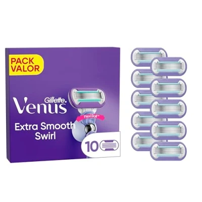 Imagen de venus Gillette Deluxe Smooth Swirl, Recambio Máquinilla de Mujer, Pack 10 Recambios, Depilación Súper Suave Y Duradera, cuchillas afeitar mujer