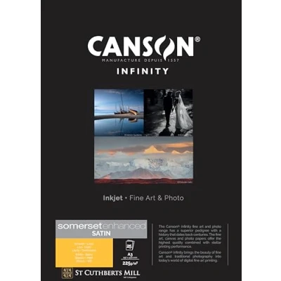 Imagen de Canson Infinity Somerset Enhanced Satin White, Papel fotográfico digital, liso, 225, 83, Caja, A3 29.7 x 42c m, Caja de cartón impreso, Blanco, 25 hojas