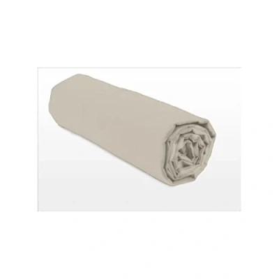 Imagen de Home Linge Passion Sábana Bajera Ajustable de 57 Hilos, 100% algodón, Color Beige Crema Marfil, 180 x 200 cm, Profundidad 25 cm