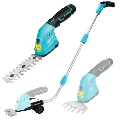 Imagen de DURATECH 12V Tijera Cortacésped y Arreglasetos 2 en 1, Tijeras Eléctricos de Jardín con Alargador, Batería Cargador, Cortasetos Eléctrico para Césped Arbustos, Jardinería