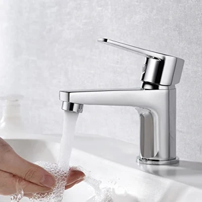 Imagen de Ibergrif, M11057, Grifo Lavabo, Baño, Mezclador Monomando Agua Fría y Caliente, Latón, Cromado