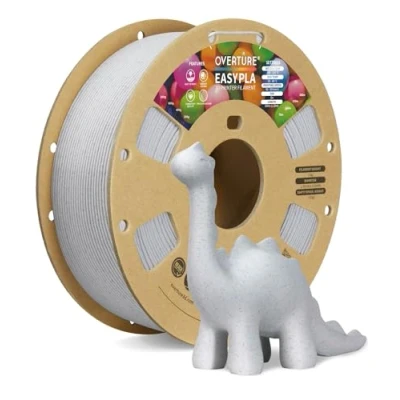 Imagen de OVERTURE Easy PLA 1.75mm Filamento de Impresora 3D, Carrete Cartón 1 kg (2,2 libras), Precisión Dimensional +/ 0.02 mm, se Adapta a la Mayoría Impresoras FDM(Easy Marbol Blanco)