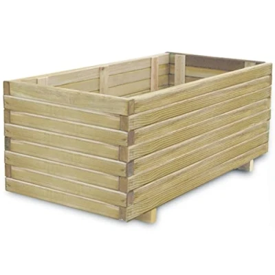 Imagen de vidaXL Arriate Rectangular Macetero Macetas Flores Plantas de Madera Pino Impregnada