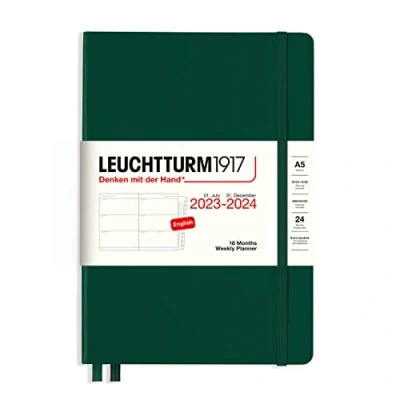Imagen de LEUCHTTURM1917 367594 Agenda semanal mediana (A5) 2024, 18 meses, verde bosque, inglés