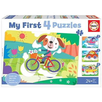 Imagen de Educa Conjunto de 4 Puzzles Progresivos Infantiles con 5/6/7/8 Piezas My First Vehículos. A Partir +24 Meses (18898)