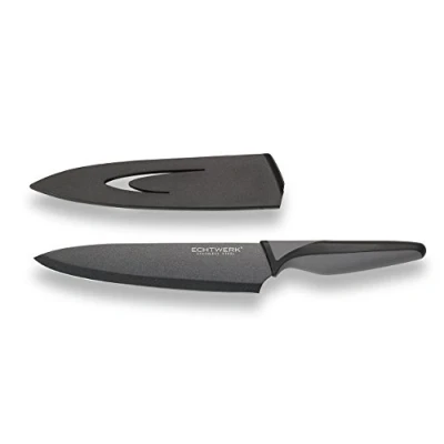 Imagen de Echtwerk EW SS 0110 Black Steel Cuchillo de Chef, Acero Inoxidable Incl. Un Protector para la Hoja, 20cm, Iron, Negro, Kochmesser 20cm