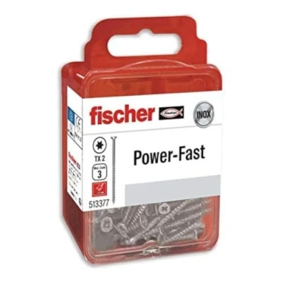 Imagen de fischer Power Fast caja de tornillos especiales para madera 5x60mm, atornillado maderas, conexión maderas macizas o fijación piezas a la madera,8 ud