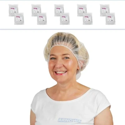 Imagen de 1000x ARNOMED gorros desechables blancos, estetica 52cm circunferencia, gorro quirurgico desechable textil no tejido, quirofano desechables, sanitarios