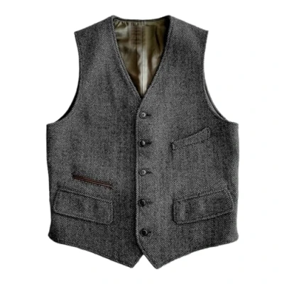 Imagen de Solovedress chaleco de traje lana formal ajuste regular para novios boda, gris, M
