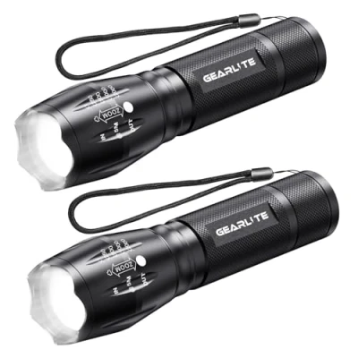 Imagen de GEARLITE Linterna LED Potente 2 Piezas, 3000 Lumen Linternas Alta Potencia con 5 Modos, IP65 Impermeable Tactica, para Camping, Senderismo, Outdoor, Emergencia