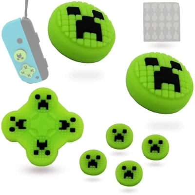 Imagen de MatoSan® Set de Pegatinas para Botones y Cubiertas Thumbstick Switch OLED Capuchones Silicona Joy con Verde Caps Joystick