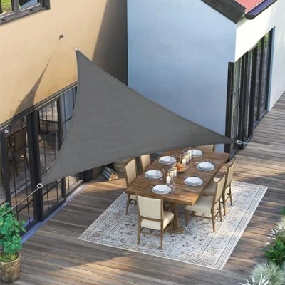 Imagen de SUNNY GUARD Toldo Vela de Sombra Triangular 3x3x3m HDPE Transpirable protección UV para Patio,Jardín, Exteriores, Terraza, Color Gris Antracita