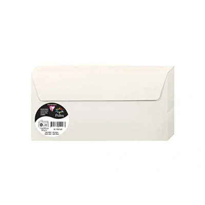 Imagen de Clairefontaine 120016C Paquete de 50 Sobres Autoadhesivos Formato DL 11x22cm 120g/m² Color Gris Perla Invitaciones a Eventos y Correspondencia Gama Pollen Papel Premium