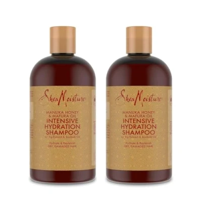 Imagen de SheaMoisture Champú Hidratación Intensiva para cabello seco y dañado con Miel de Manuka Aceite Mafura Sin siliconas ni sulfatos 2 x 384 ml