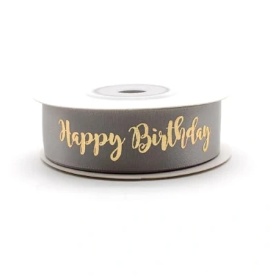 Imagen de OMISS Cinta de color topo con escritura oro Happy Birthday Decoración para cumpleaños (Taupe)