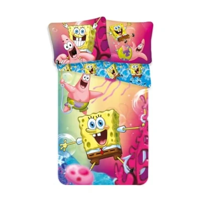 Imagen de Jerry Fabrics Bob Esponja SBOB19BS049 Juego de cama infantil (2 unidades, 140 x 200 cm + 70 90 cm), diseño