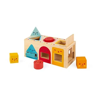 Imagen de Janod Geometric Shape Box (Wood) Wooden Early Learning Toy Educational Game Fine Motor Skills 12 Months J05330