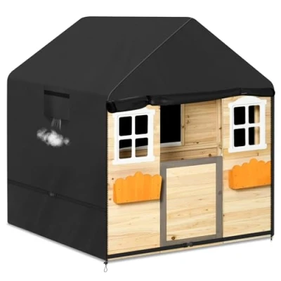 Imagen de Funda Protectora para Casita de Juegos Niños, Tejido Oxford 600D duradero Impermeable Cubierta jardín Teatro Infantil, Resistente a los Rayos UV (220 * 174 173CM,Schwarz)
