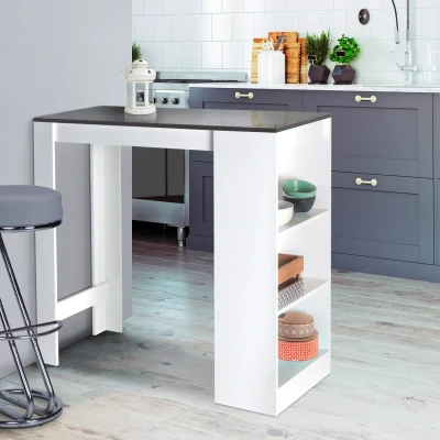 Imagen de IDMarket Mesa de Bar Barth 2 A 4 Personas Madera Color Blanco y Gris
