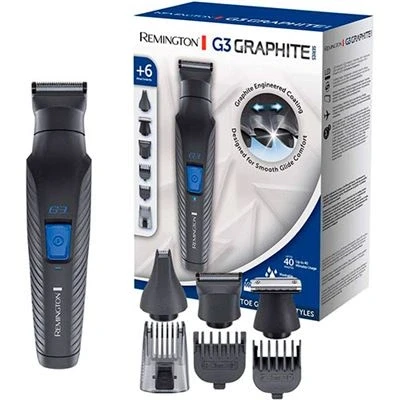 Imagen de Remington Recortadora de Barba y Cortapelos G3 Graphite Series Barbero Máquina Cortar Pelo Inalámbrico, Revestimiento Grafito, 6 Accesorios, 40 min Autonomía, Indicador LED Carga PG3000