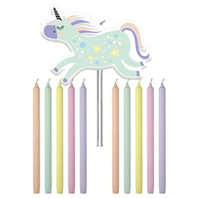 Imagen de Folat Velas Unicorns &amp; Rainbows 10cm 11 piezas, multicolor (68380)