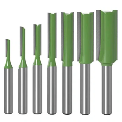 Imagen de WSOOX Juego de brocas rectas vástago 6 mm, 7 piezas fresado recto, broca profesional una sola flauta y doble para carpintería