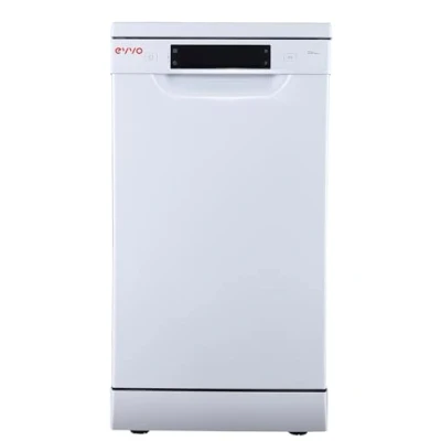 Imagen de EVVO Lavavajillas estrecho, Ancho 45 cm, Capacidad para 10 Cubiertos, Programa Rápido 30 minutos, Media Carga, Bandeja Superior Ajustable, 8 Programas, Modelo D3 Slim, Acabado Blanco