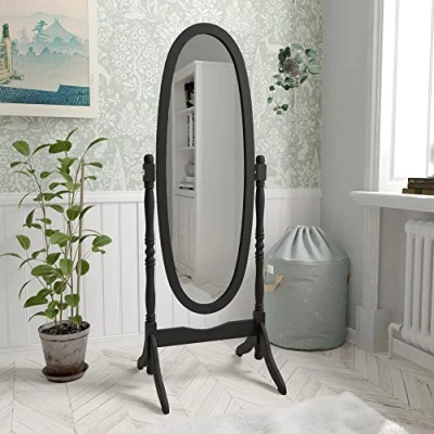 Imagen de Vida Designs Nishano Cheval Espejo de pie Longitud Completa para vestidor, Ajustable, Muebles Dormitorio, Madera, Color Negro, Black, 145 x 41 48 cm