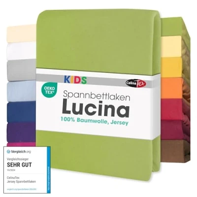 Imagen de CelinaTex Lucina bebés niños sábanas Ajustables Camas para bebé algodón 60x120 70x140 cm Verde