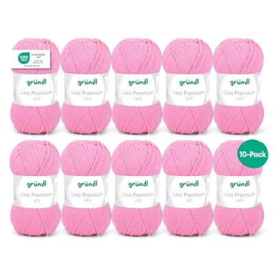 Imagen de Gründl Lisa Premium Bolsa de 10 Ovillos, Acrílico, Rosa, 32x27x6 cm, 1330