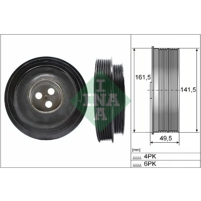 Imagen de INA 544 0166 10 Polea de Cigüeñal 161,50, 141,50 FORD: Transit Mk6 Furgón, Tourneo, V363 PEUGEOT: Boxer Furgón