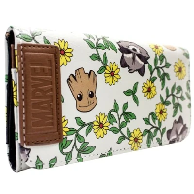 Imagen de Guardians of the Galaxy Vol. 2 Groot Rocket Cartera/Billetera Floral con Bolsillo para Monedas &amp; Tarjetero, Verde
