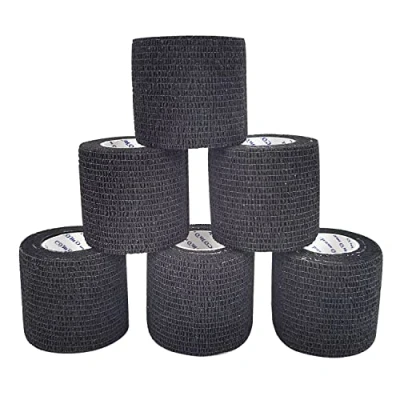 Imagen de COMOmed Non woven fabric self adhesive Bandage venda cohesiva Mascota Vendaje Negro 5cm X 4.5m 6 Volumen