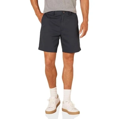 Imagen de Amazon Essentials Pantalones Cortos Chinos de Corte Clásico con Pernera 18 cm Hombre, Azul Marino, 32W