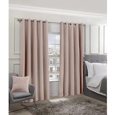 Imagen de Emma Barclay Cortinas Opacas para Dormitorio, Sala de Estar, Aislamiento térmico, Tejidas con Ojales, colección Cali (167.6 x 228.6 cm) (Rosa Rubor)