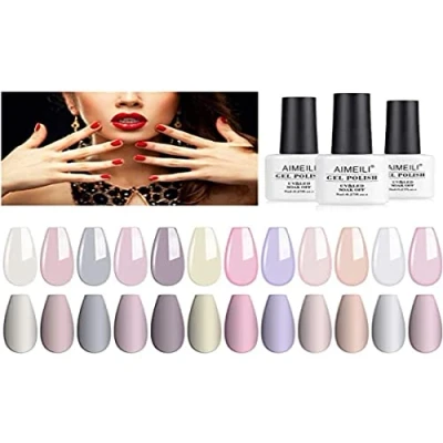 Imagen de AIMEILI Kit de Esmaltes Semipermanentes para uñas en Gel UV LED Claro Pintauñas Soak Off 12 Colores 8ml Set 3