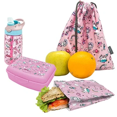 Imagen de NERTHUS FIH 997 SET Botella Tritan + Lunchbox Bolsa Sandwich Mochila Unicornios